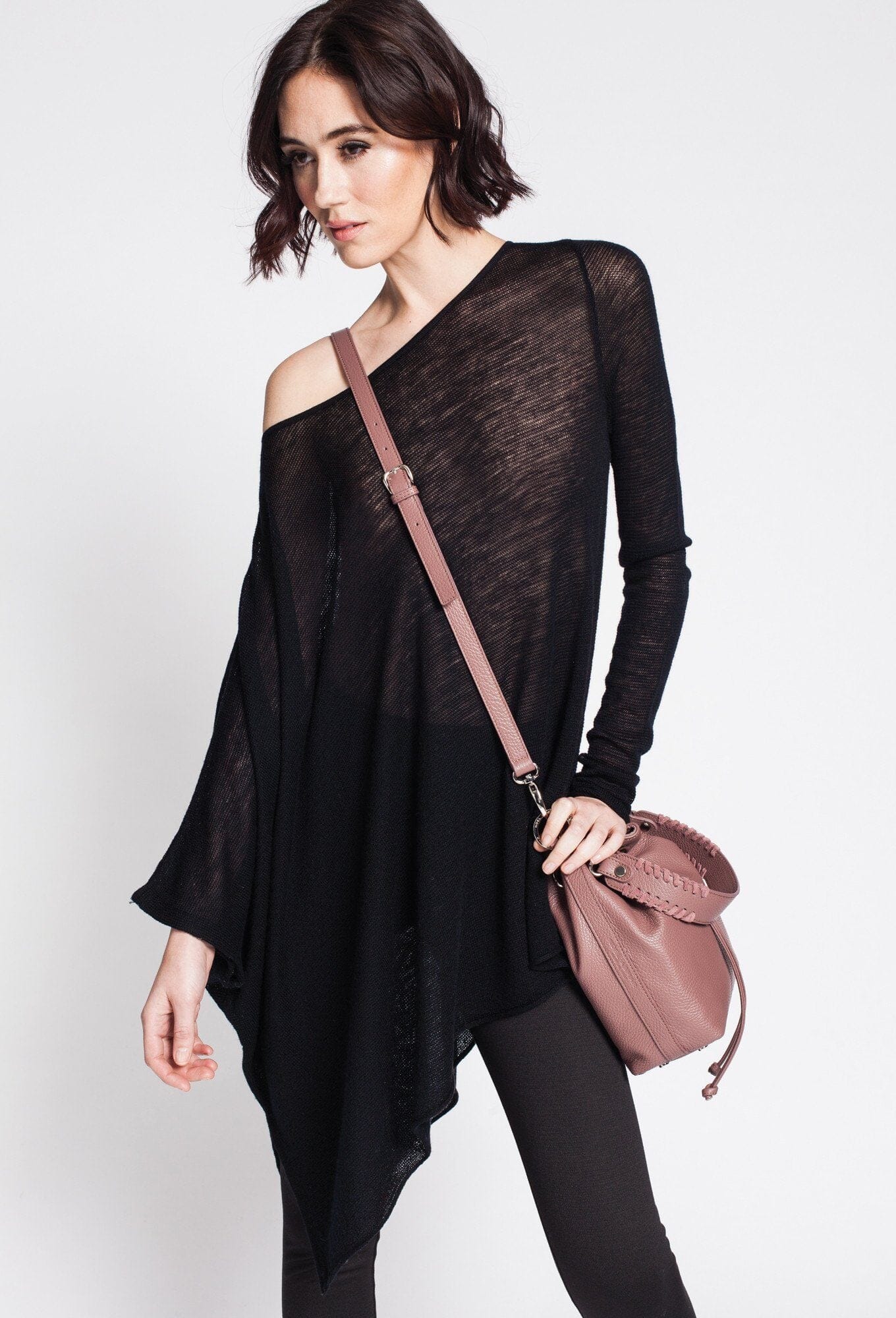 Tissue Knit Asymmetrical Sweater