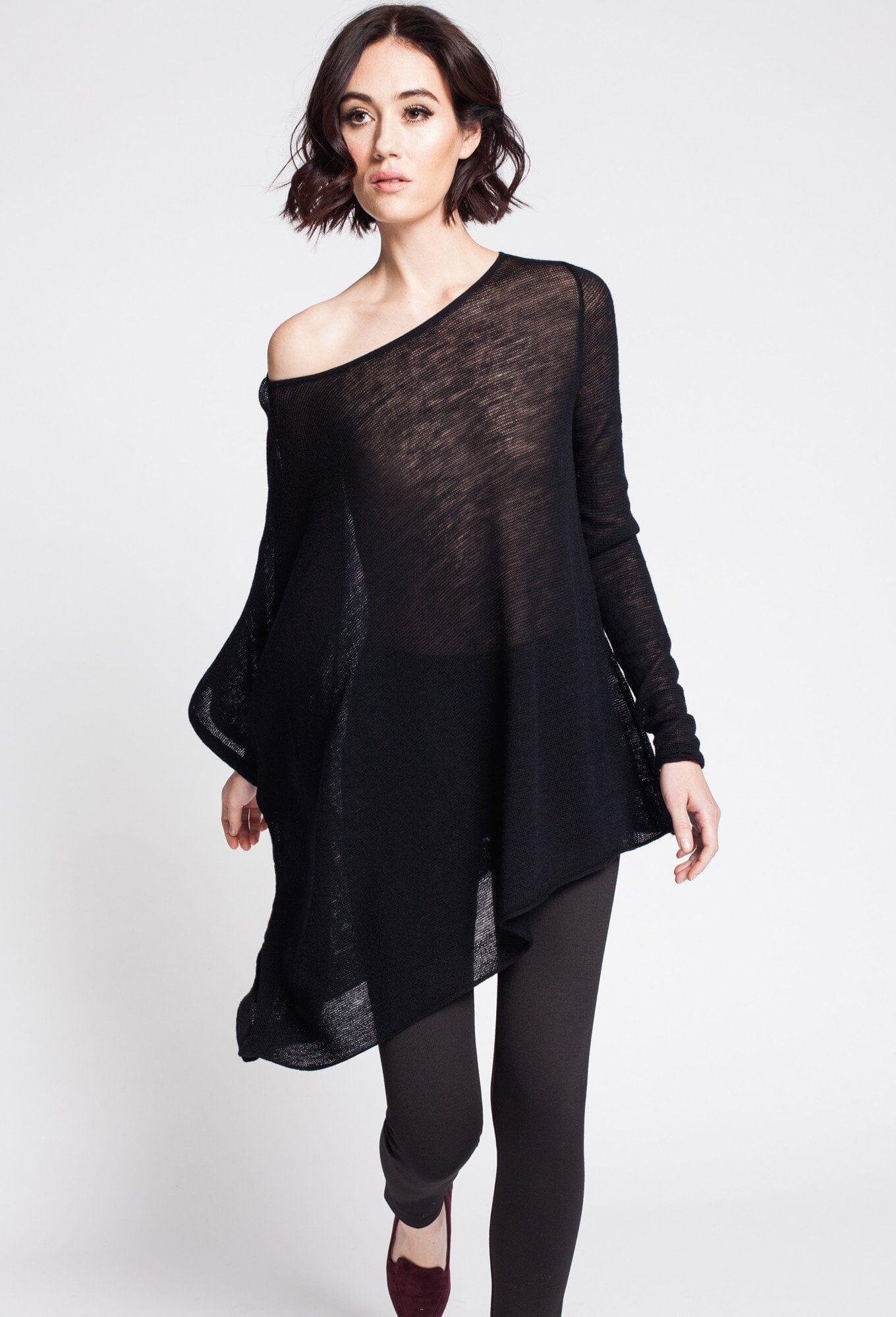 Tissue Knit Asymmetrical Sweater