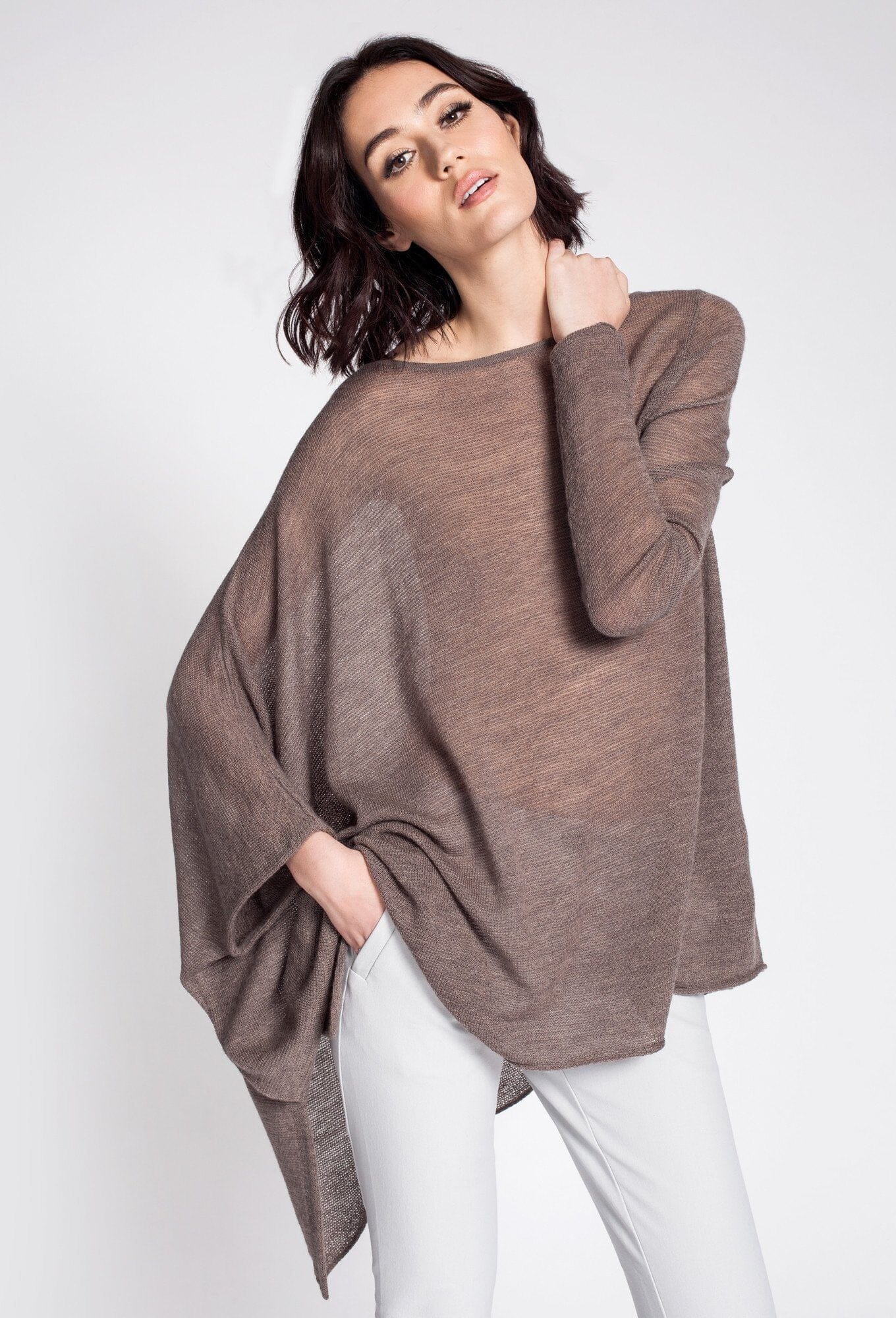 Tissue Knit Asymmetrical Sweater