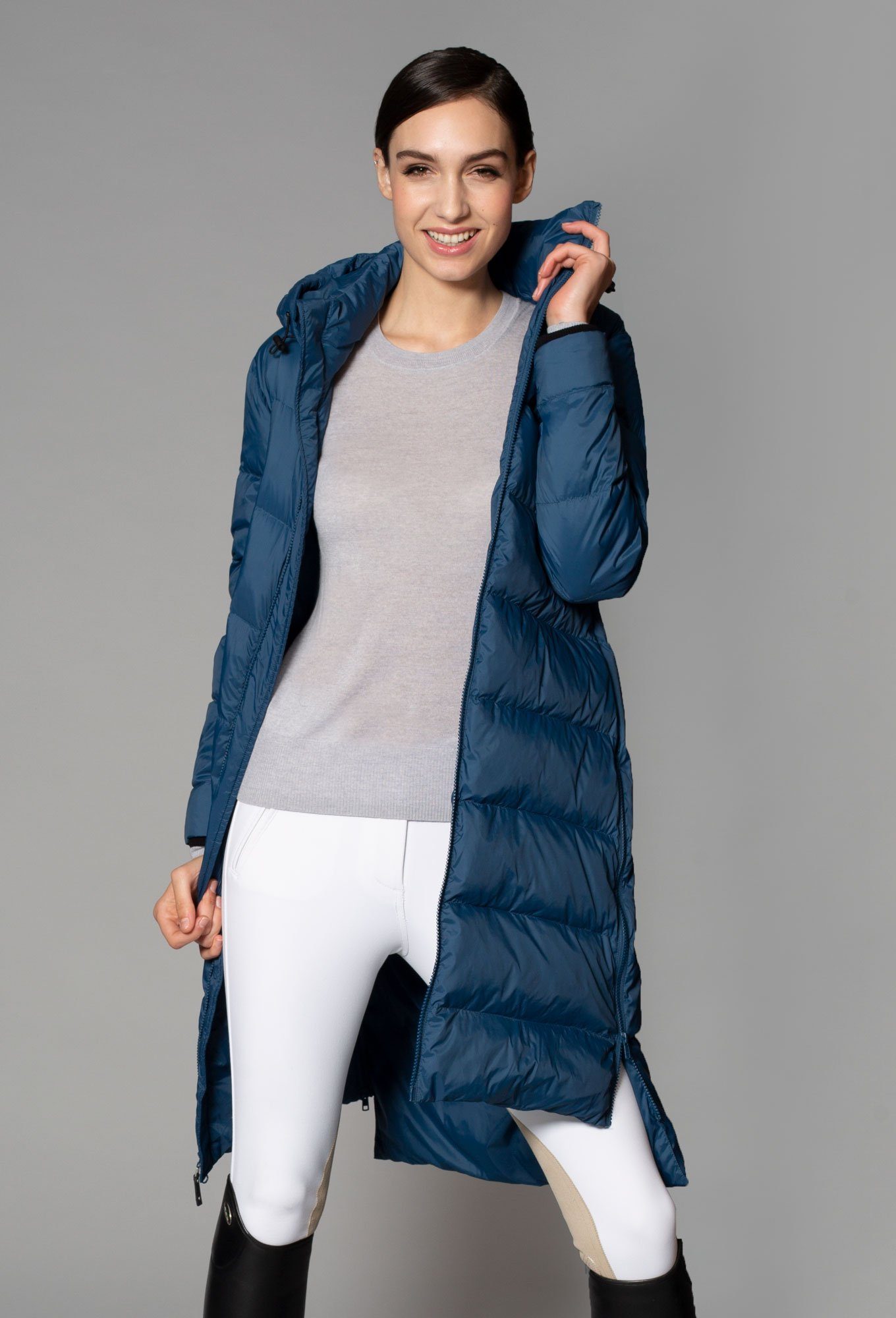 Long down riding coat deals