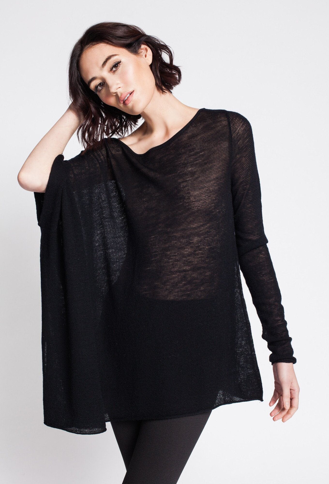 Tissue Knit Asymmetrical Sweater